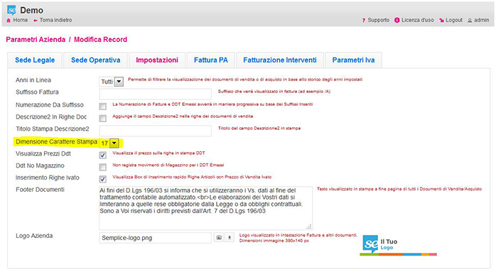 Fac simile Stampa fattura